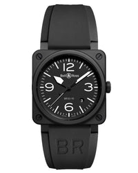 Bell & Ross BR 03-92 Black Matte 42mm, Black Ceramic Case, Black Dial, Black Rubber Strap