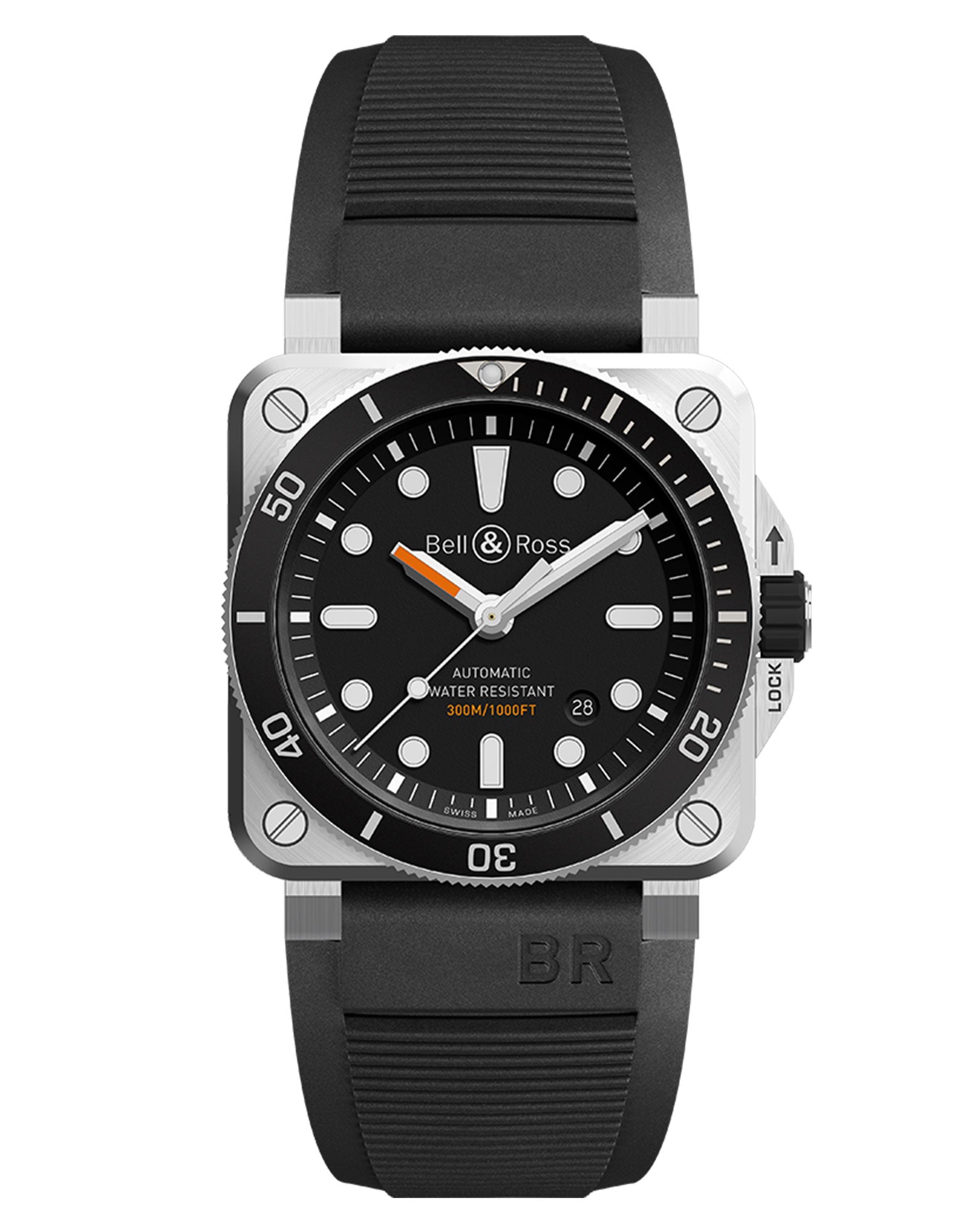 Bell & Ross BR0392 TIME INSTRUMENT DIVER 42mm, Steel Case, Black Dial
