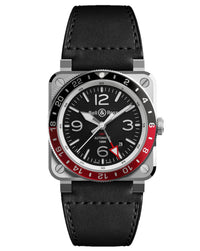 Bell & Ross BR 03-93 GMT 42mm, Steel Case, Black Dial, Black Leather Strap