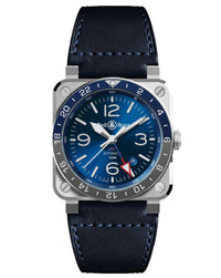 Bell & Ross BR 03-93 GMT Blue 42mm, Steel Case, Blue Dial, Blue Leather Strap