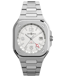 Bell & Ross BR 05 GMT White 41mm, Steel Case, Silver Dial, Steel Bracelet