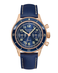 Blancpain Air Command 42.5mm, Red Gold Case, Blue Dial, Blue Leather Strap
