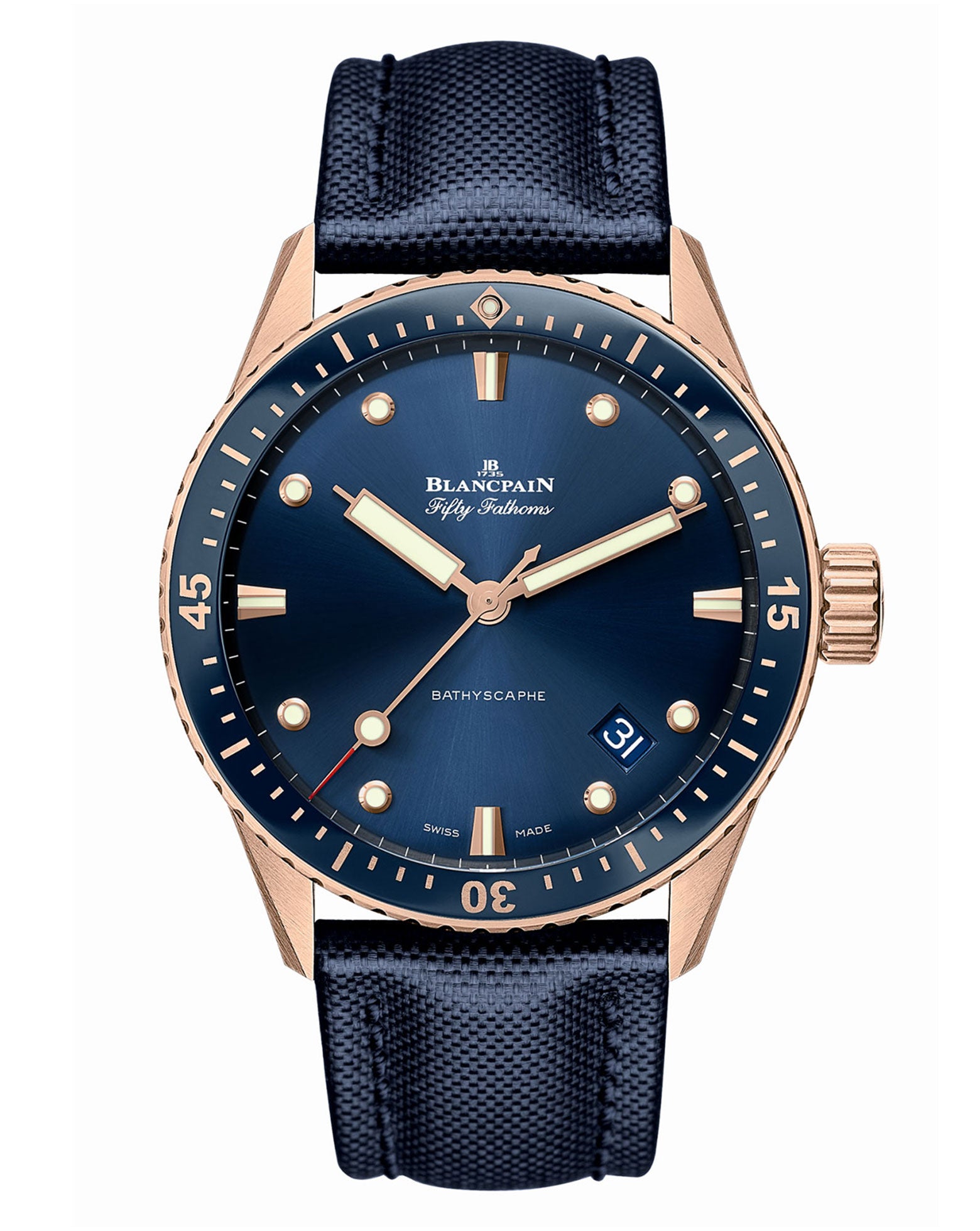 Blancpain Fifty Fathoms Bathyscaphe 43mm, Sedna® Gold, Blue
