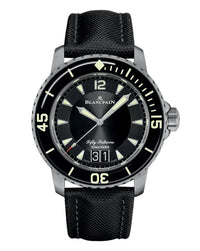 Blancpain Fifty Fathoms Grande Date Bathyscape 45mm, Titanium Case, Black Dial, Black Canvas Strap