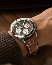 Breitling Classic AVI Curtiss Warhawk, Chronograph 42mm, Automatic, Stainless Steel, Calfskin Leather Strap
