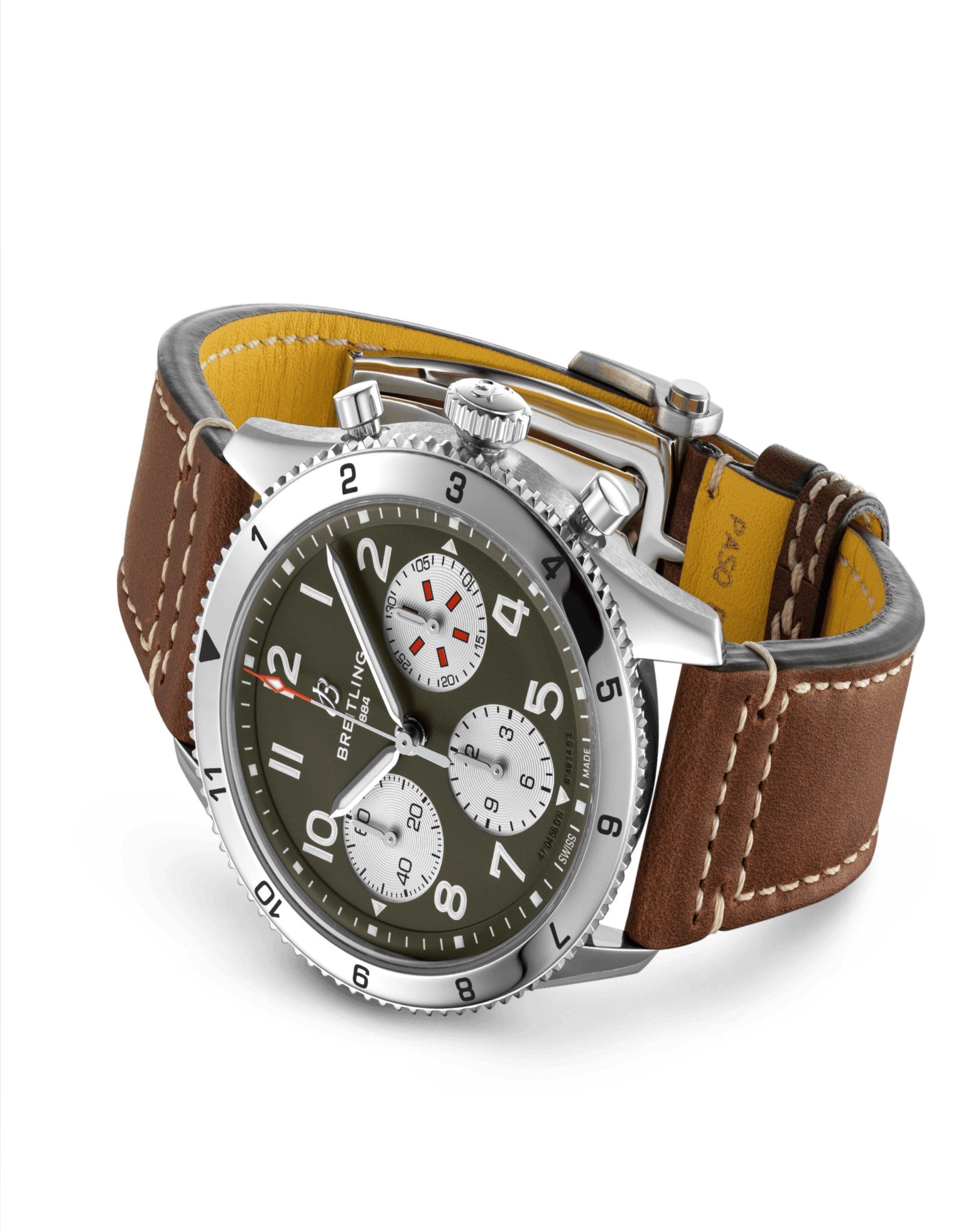 Breitling Classic AVI Curtiss Warhawk, Chronograph 42mm, Automatic, Stainless Steel, Calfskin Leather Strap