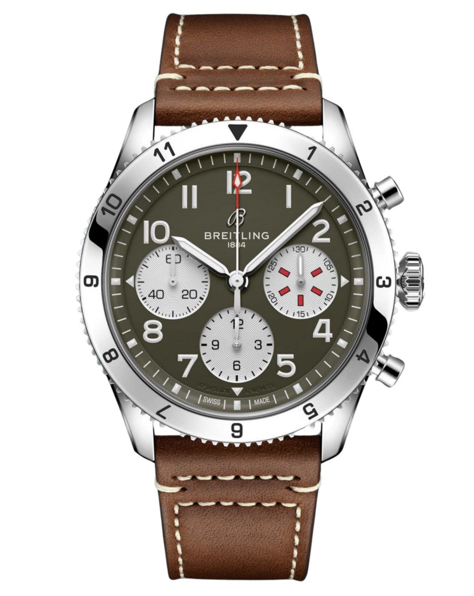 Breitling Classic AVI Curtiss Warhawk, Chronograph 42mm, Automatic, Stainless Steel, Calfskin Leather Strap