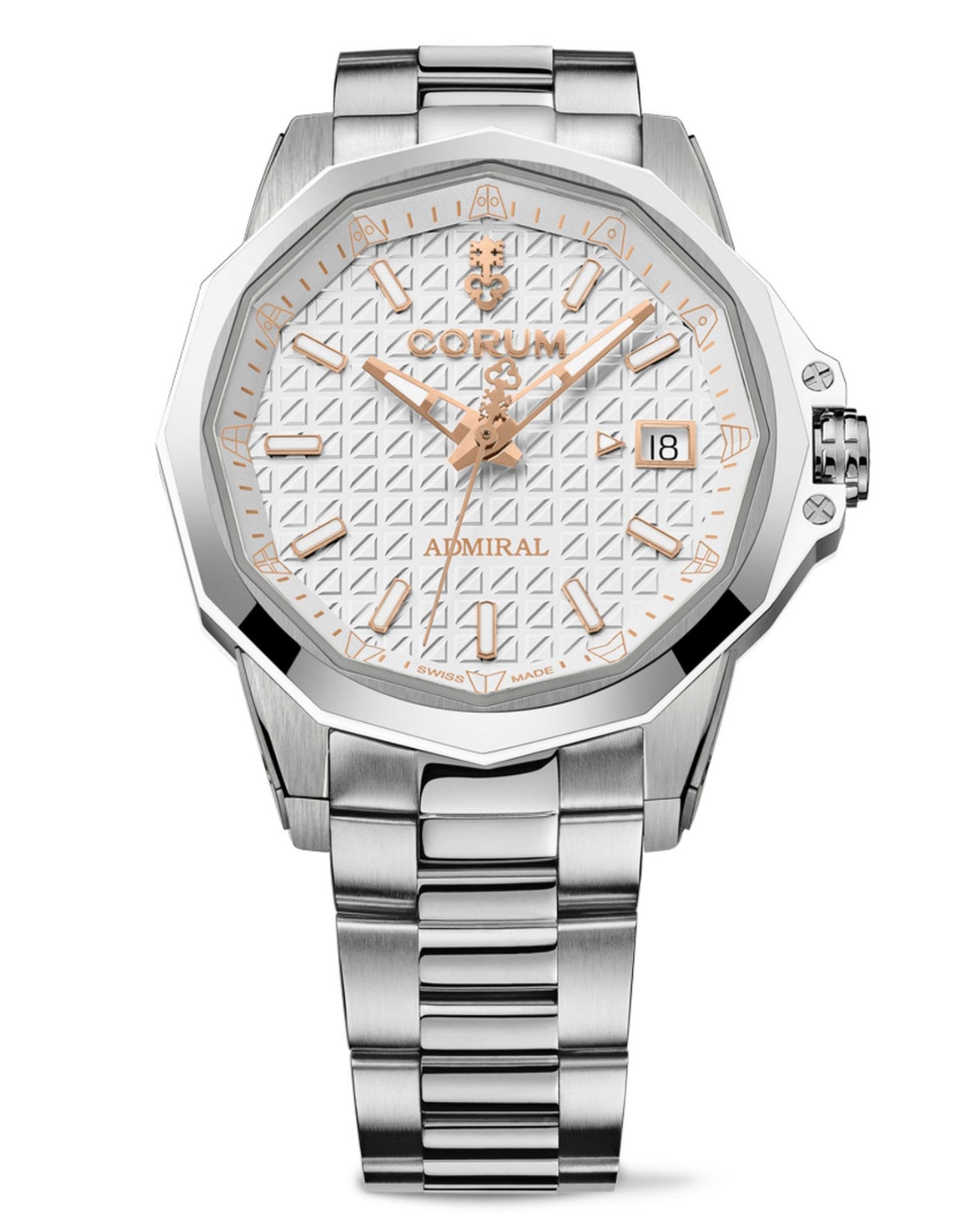 Corum Admiral Automatic 38mm, Titanium Case, White Dial, Titanium Bracelet