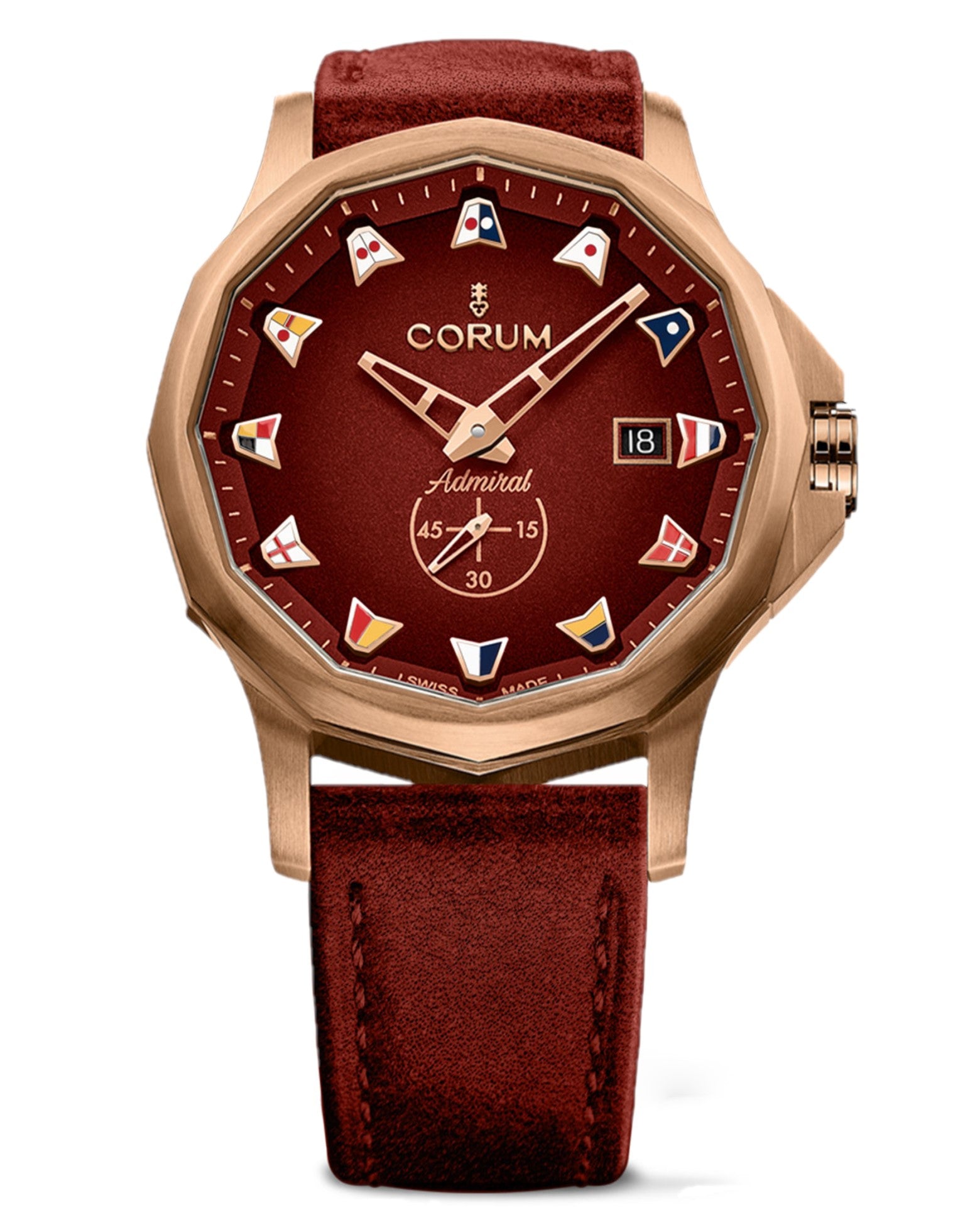 Corum Admiral 42mm Bronze Automatic, Burgundy Dial, Automatic, Calf Leather, Black PVD Clasp