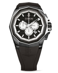 Corum Admiral Chronograph 45mm, Titanium with PVD Case, Black & Silver Dial, Black Rubber Strap