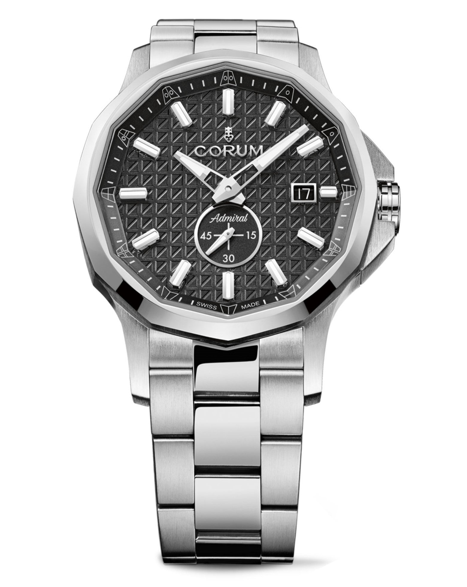 Corum Admiral 42mm Automatic, Stainless Steel Case, Black Dial, St-Steel Bracelet