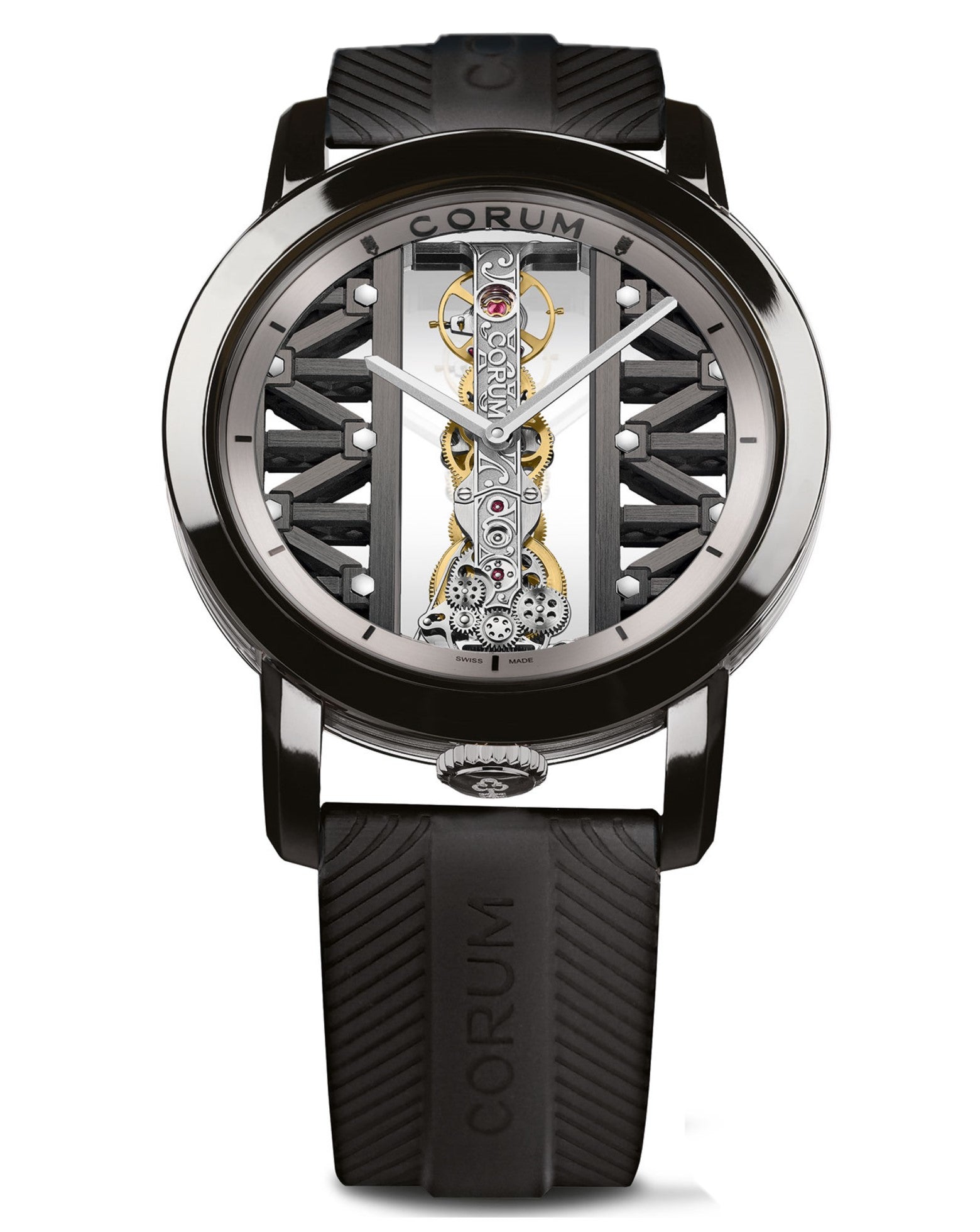Corum Golden Bridge Round 43mm, Titanium with Black DLC case, Rubber strap