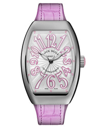 Franck Muller Vanguard Lady 32mm, White Dial, Pink Leather on Rubber Strap