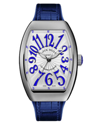 Franck Muller Vanguard Lady 32mm, White Dial, Blue Leather on Rubber Strap