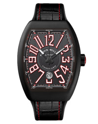 Franck Muller Vanguard Mens 41mm, Black Dial, Black Croco/Rubber Strap