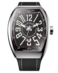 Franck Muller Vanguard Casablanca 41mm, Black Dial, Black Leather on Rubber Strap