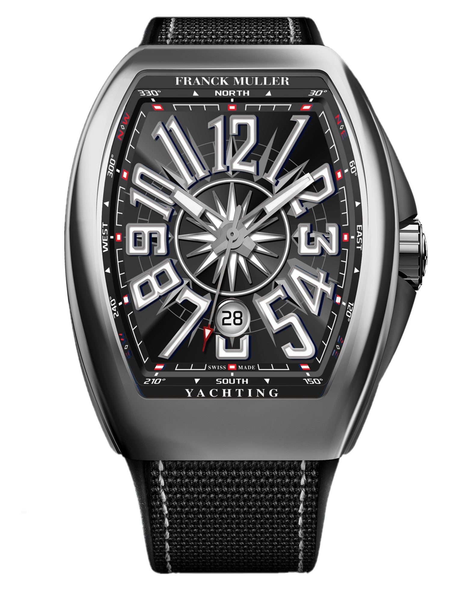 Franck Muller Vanguard Yachting 45mm, Black Dial, Black Nylon on Rubber Strap