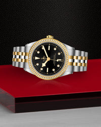 TUDOR Black Bay 39 S&G, Steel Case, Black Dial with Diamond Hour markers, Steel and Yellow Gold Bracelet