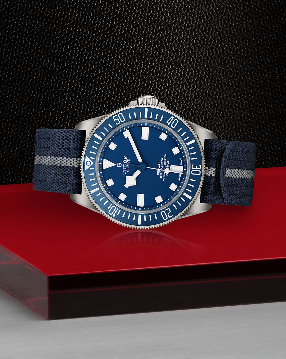 TUDOR Pelagos FXD 42mm, Titanium Case with Fixed Bracelet Bars, Blue Dial, Navy Blue Fabric Strap