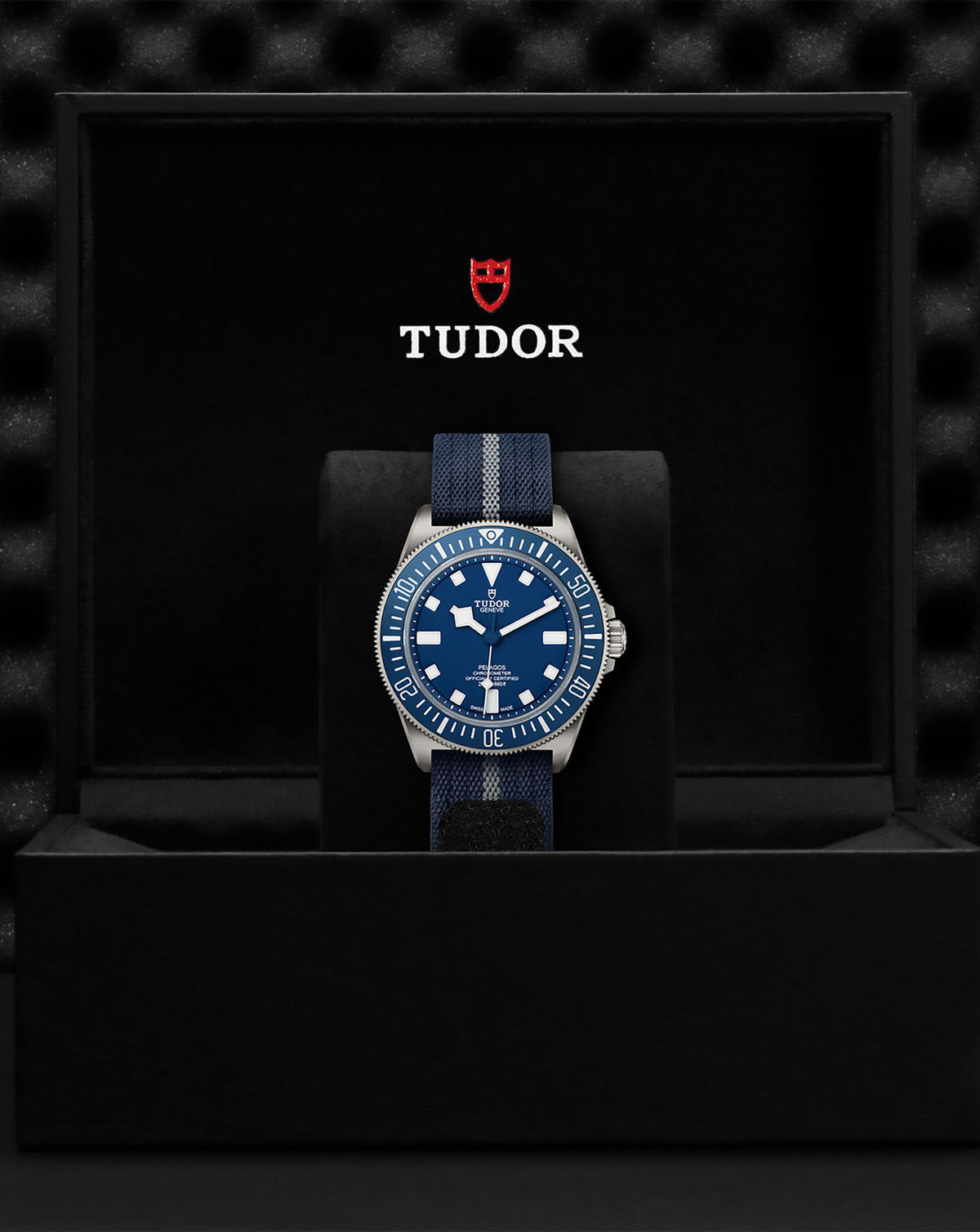 TUDOR Pelagos FXD 42mm, Titanium Case with Fixed Bracelet Bars, Blue Dial, Navy Blue Fabric Strap