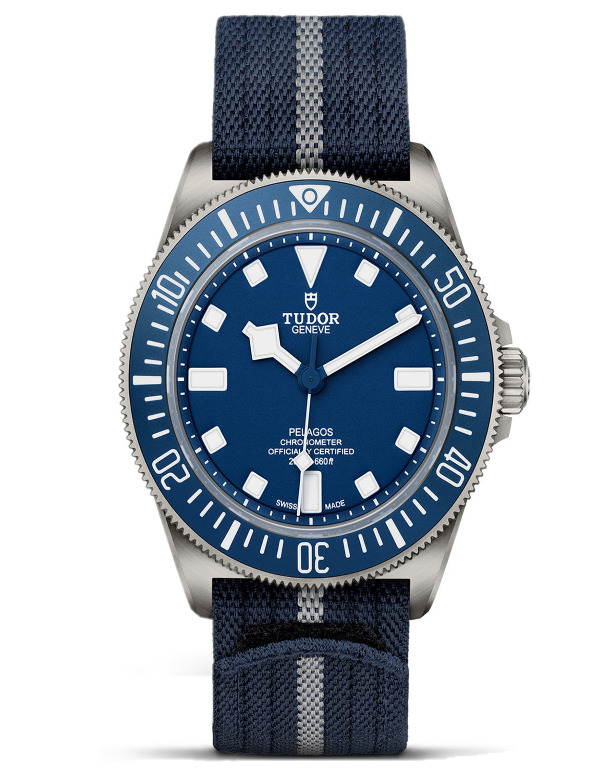 TUDOR Pelagos FXD 42mm, Titanium Case with Fixed Bracelet Bars, Blue Dial, Navy Blue Fabric Strap